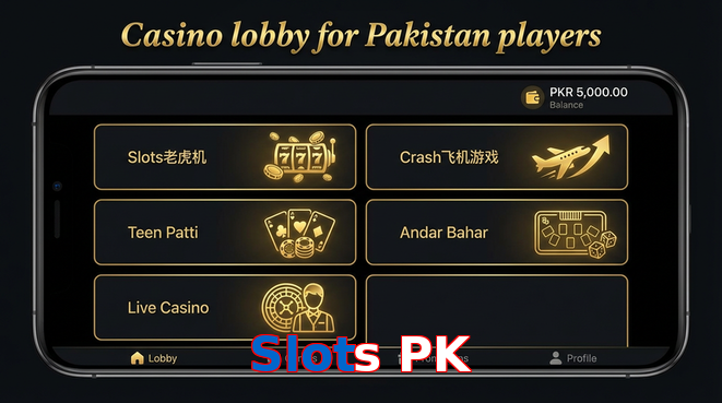 Lobby view of Slots PK for Pakistan users